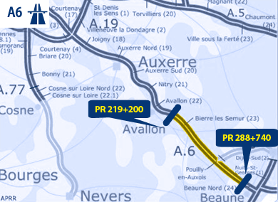 Zone d'intervention autoroute A6